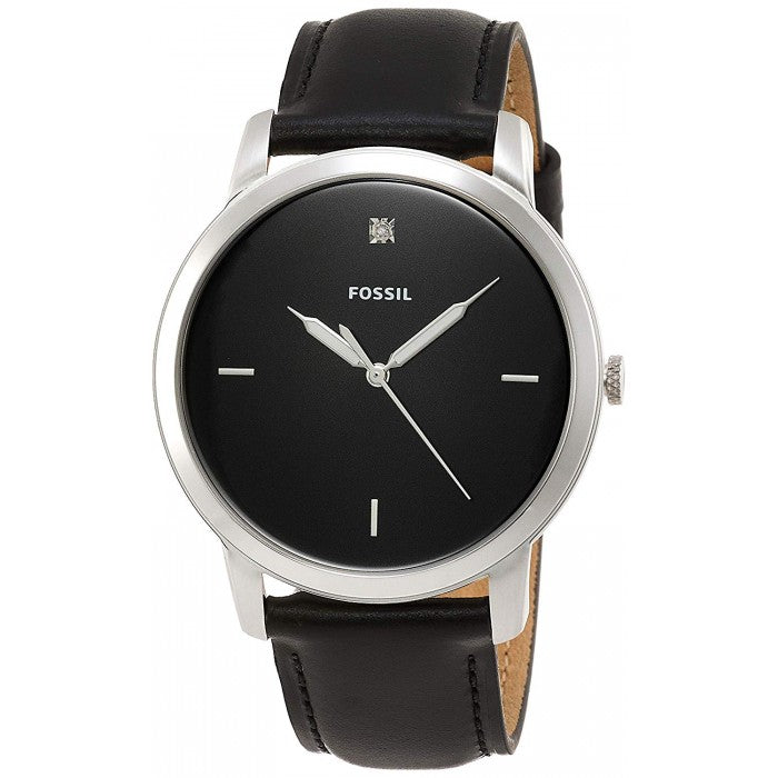  Shop Authentic Fossil The Minimalist Carbon Series Black Dial Black Leather Strap Watch for Men - FS5497 - Luxxuri
