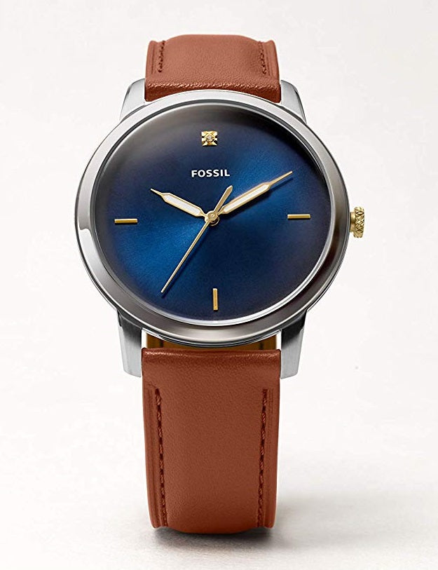  Shop Authentic Fossil The Minimalist 3H Blue Dial Brown Leather Strap Watch for Men - FS5499 - Luxxuri