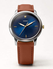  Shop Authentic Fossil The Minimalist 3H Blue Dial Brown Leather Strap Watch for Men - FS5499 - Luxxuri