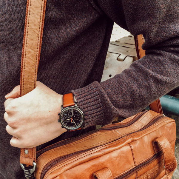  Shop Authentic Fossil Goodwin Luggage Chronograph Black Dial Brown Leather Strap Watch for Men - FS5501 - Luxxuri