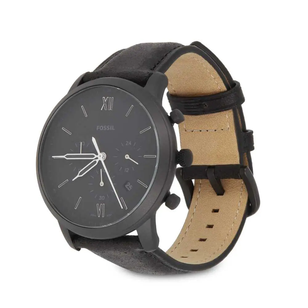 Shop Authentic Fossil Neutra Chronograph Black Dial Black Leather Strap Watch for Men - FS5503 - Luxxuri