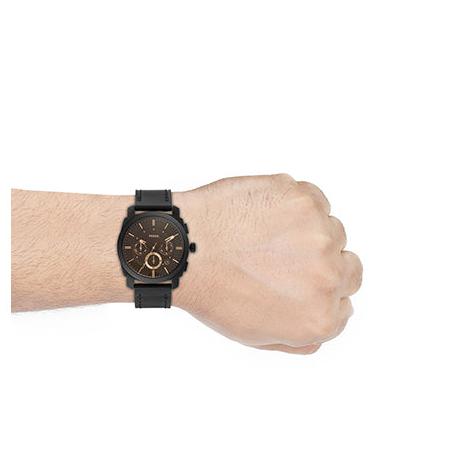  Shop Authentic Fossil Machine Chronograph Black Dial Black Leather Strap Watch for Men - FS5586 - Luxxuri