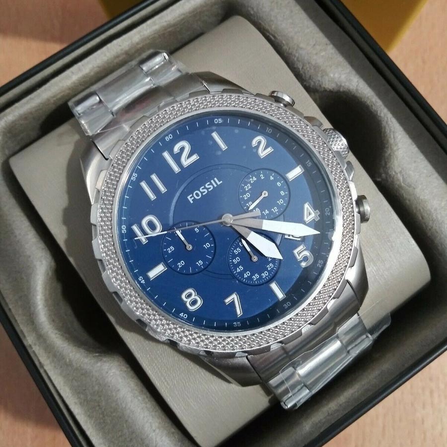  Shop Authentic Fossil Bowman Chronograph Blue Dial Silver Steel Strap Watch for Men - FS5604 - Luxxuri