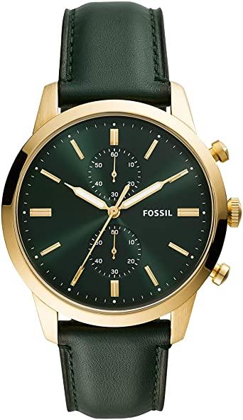  Shop Authentic Fossil Townsman Chronograph Green Dial Green Leather Strap Watch for Men - FS5599 - Luxxuri