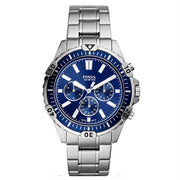  Shop Authentic Fossil Garrett Chronograph Blue Dial Silver Steel Strap Watch for Men - FS5623 - Luxxuri