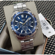  Shop Authentic Fossil Garrett Chronograph Blue Dial Silver Steel Strap Watch for Men - FS5623 - Luxxuri