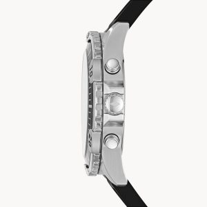  Shop Authentic Fossil Garrett Chronograph Black Dial Black Rubber Strap Watch for Men - FS5624 - Luxxuri