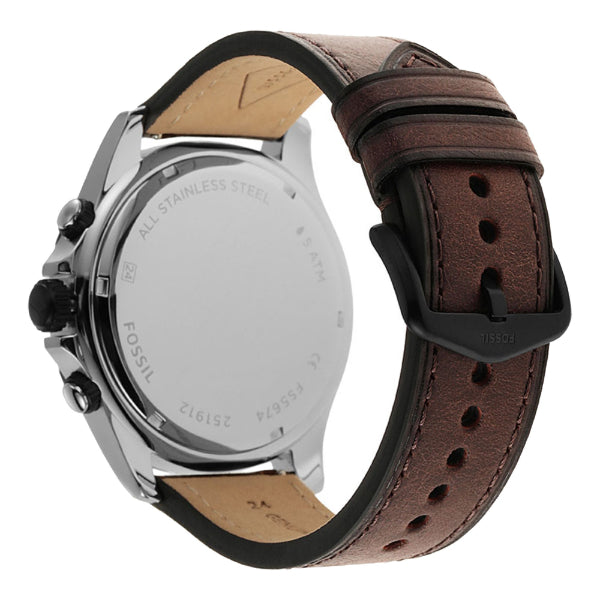  Shop Authentic Fossil Dillinger Chronograph White Dial Brown Leather Strap Watch for Men - FS5674 - Luxxuri
