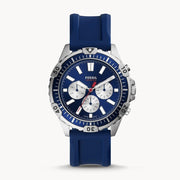 Shop Authentic Fossil Garrett Chronograph Blue Dial Blue Rubber Strap Watch for Men - FS5709 - Luxxuri