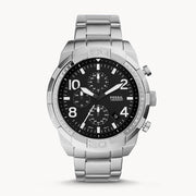  Shop Authentic Fossil Bronson Chronograph Black Dial Silver Steel Strap Watch for Men - FS5710 - Luxxuri