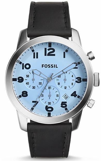  Shop Authentic Fossil Pilot Chronograph Sky Blue Dial Black Leather Strap Watch for Men - FS5162 - Luxxuri
