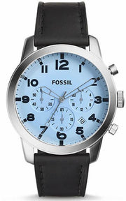  Shop Authentic Fossil Pilot Chronograph Sky Blue Dial Black Leather Strap Watch for Men - FS5162 - Luxxuri