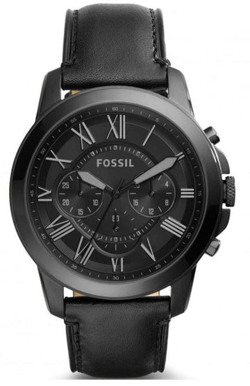  Shop Authentic Fossil Grant Chronograph Black Dial Black Leather Strap Watch for Men - FS5132 - Luxxuri