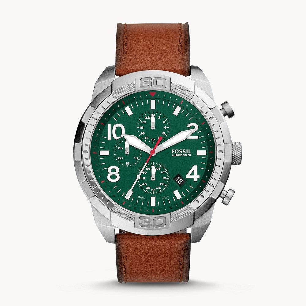  Shop Authentic Fossil Bronson Chronograph Green Dial Brown Leather Strap Watch for Men - FS5738 - Luxxuri