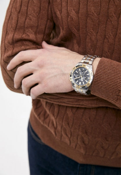  Shop Authentic Fossil Garrett Analog Black Dial Two Tone Steel Strap Watch for Men - FS5771 - Luxxuri