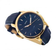  Shop Authentic Fossil The Minimalist 3H Analog Blue Dial Blue Leather Strap Watch for Men - FS5789 - Luxxuri