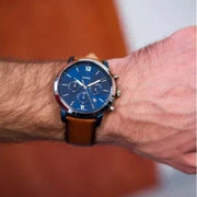  Shop Authentic Fossil Neutra Chronograph Blue Dial Brown Leather Strap Watch for Men - FS5791 - Luxxuri