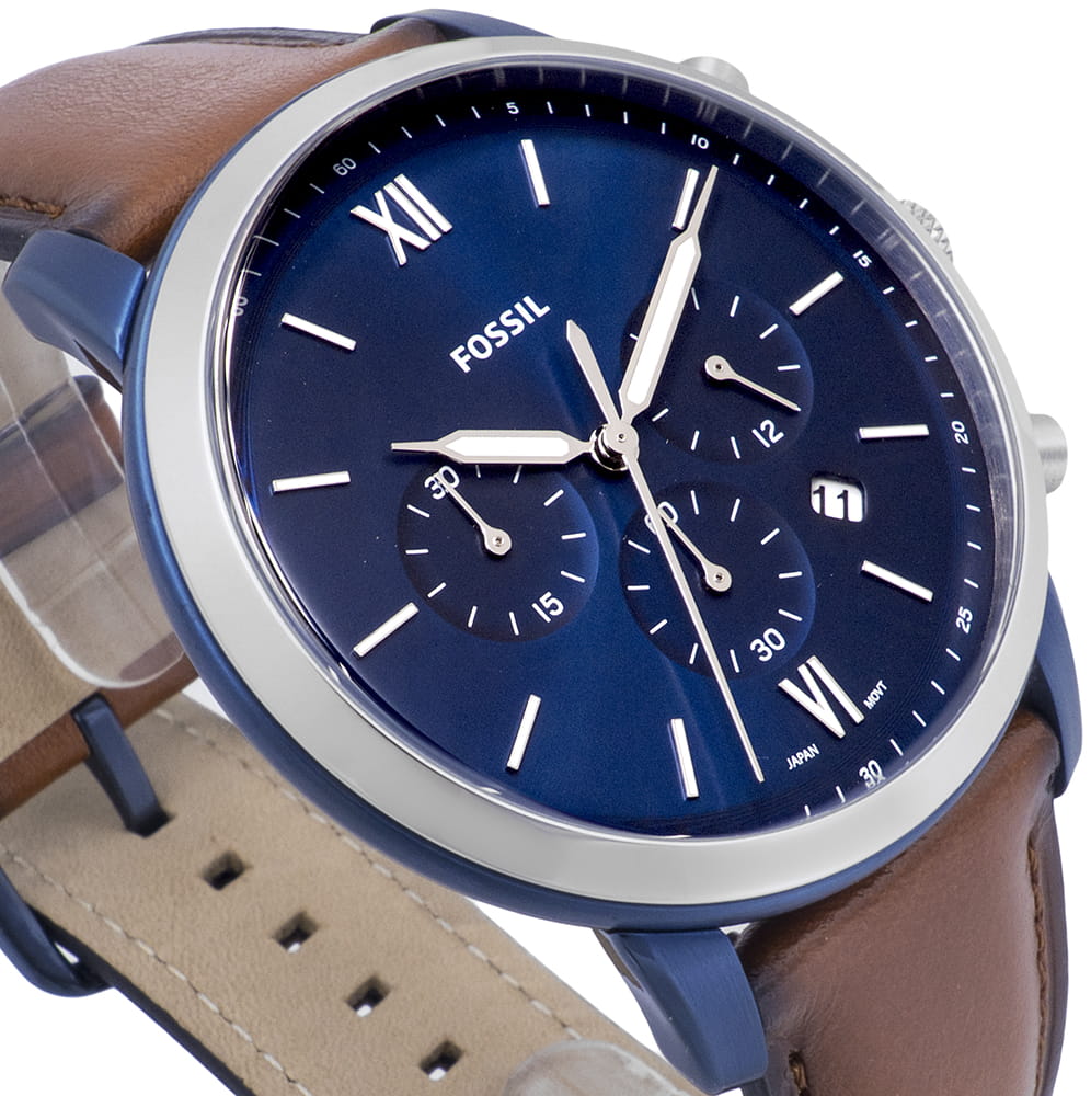  Shop Authentic Fossil Neutra Chronograph Blue Dial Brown Leather Strap Watch for Men - FS5791 - Luxxuri