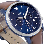  Shop Authentic Fossil Neutra Chronograph Blue Dial Brown Leather Strap Watch for Men - FS5791 - Luxxuri