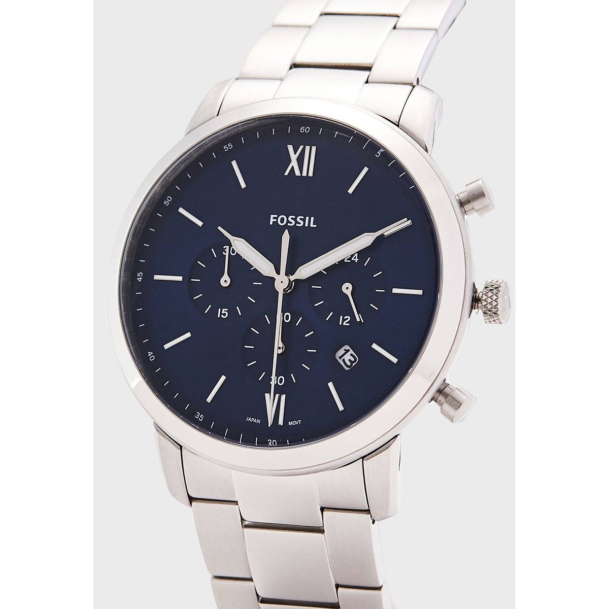  Shop Authentic Fossil Neutra Chronograph Blue Dial Silver Steel Strap Watch for Men - FS5792 - Luxxuri