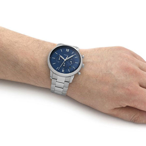  Shop Authentic Fossil Neutra Chronograph Blue Dial Silver Steel Strap Watch for Men - FS5792 - Luxxuri