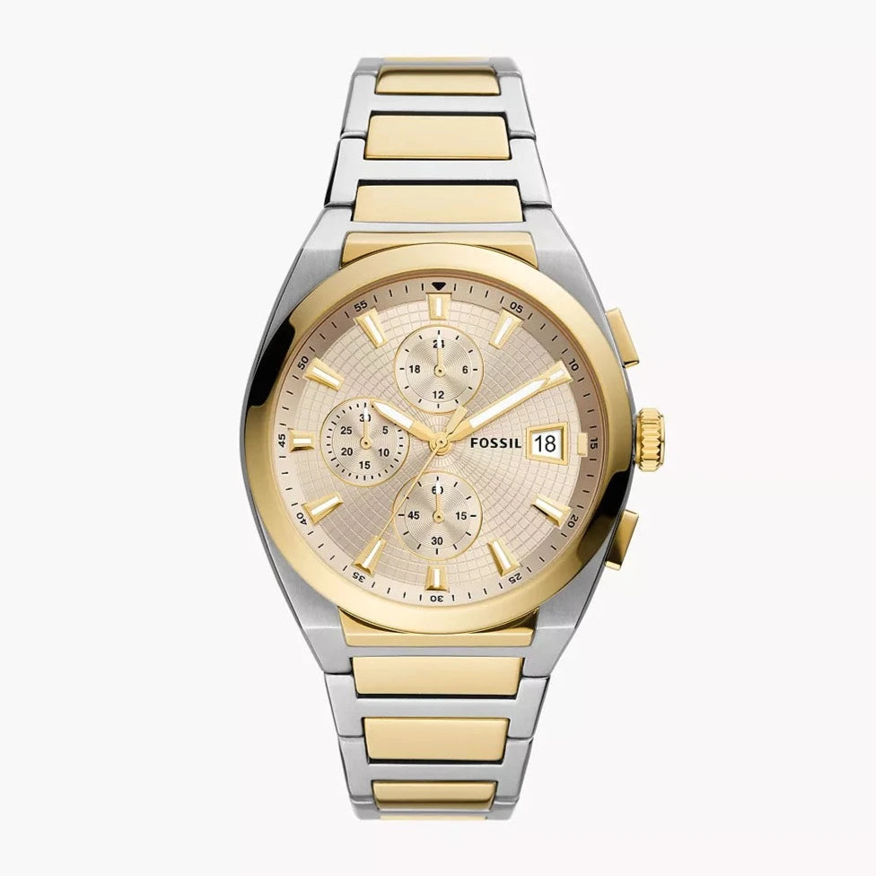  Shop Authentic Fossil Everett Chronograph Gold Dial Two Tone Steel Strap Watch for Men - FS5796 - Luxxuri