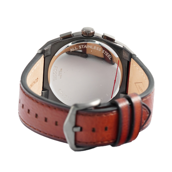  Shop Authentic Fossil Everett Chronograph Grey Dial Brown Leather Strap Watch for Men - FS5799 - Luxxuri