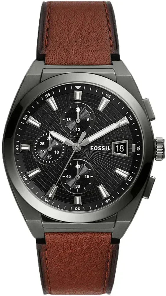  Shop Authentic Fossil Everett Chronograph Grey Dial Brown Leather Strap Watch for Men - FS5799 - Luxxuri