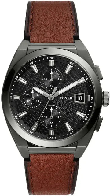 Shop Authentic Fossil Everett Chronograph Grey Dial Brown Leather Strap Watch for Men - FS5799 - Luxxuri