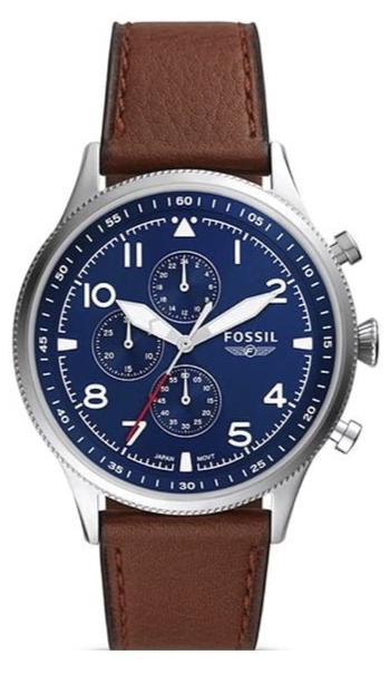  Shop Authentic Fossil Retro Pilot Chronograph Blue Dial Brown Leather Strap Watch for Men - FS5832 - Luxxuri