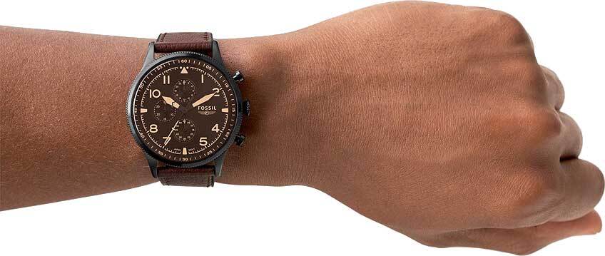  Shop Authentic Fossil Retro Pilot Chronograph Brown Dial Brown Leather Strap Watch for Men - FS5833 - Luxxuri