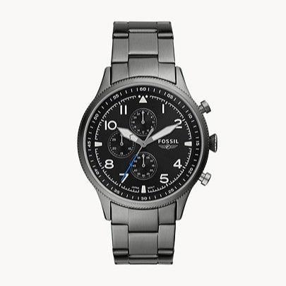  Shop Authentic Fossil Retro Pilot Chronograph Black Dial Grey Steel Strap Watch for Men - FS5834 - Luxxuri