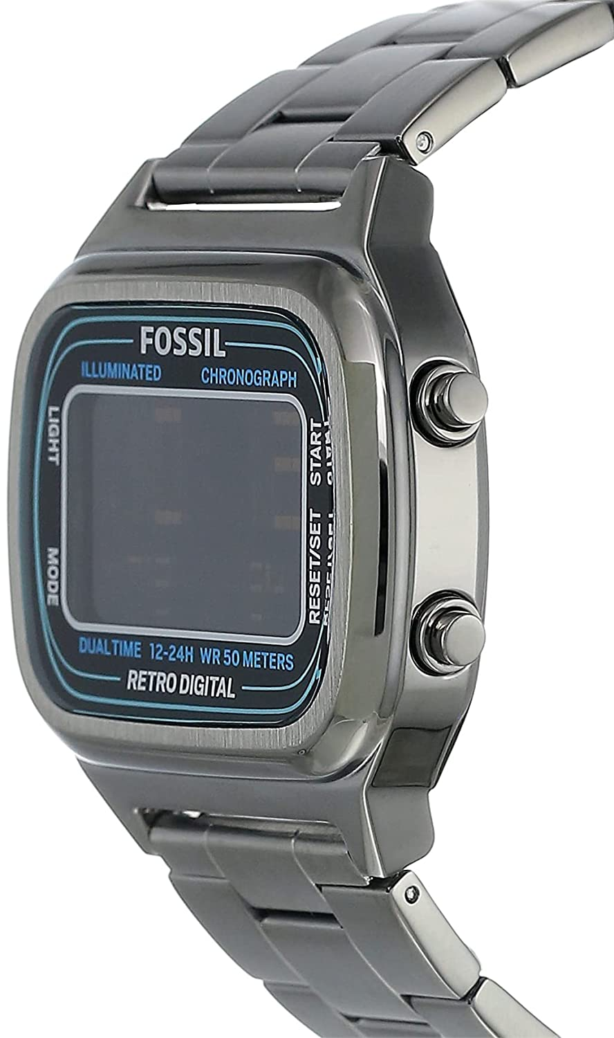  Shop Authentic Fossil Retro Digital Black Dial Black Steel Strap Watch for Men - FS5846 - Luxxuri