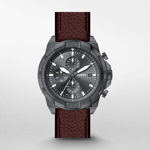  Shop Authentic Fossil Bronson Chronograph Grey Dial Brown Leather Strap Watch for Men - FS5855 - Luxxuri