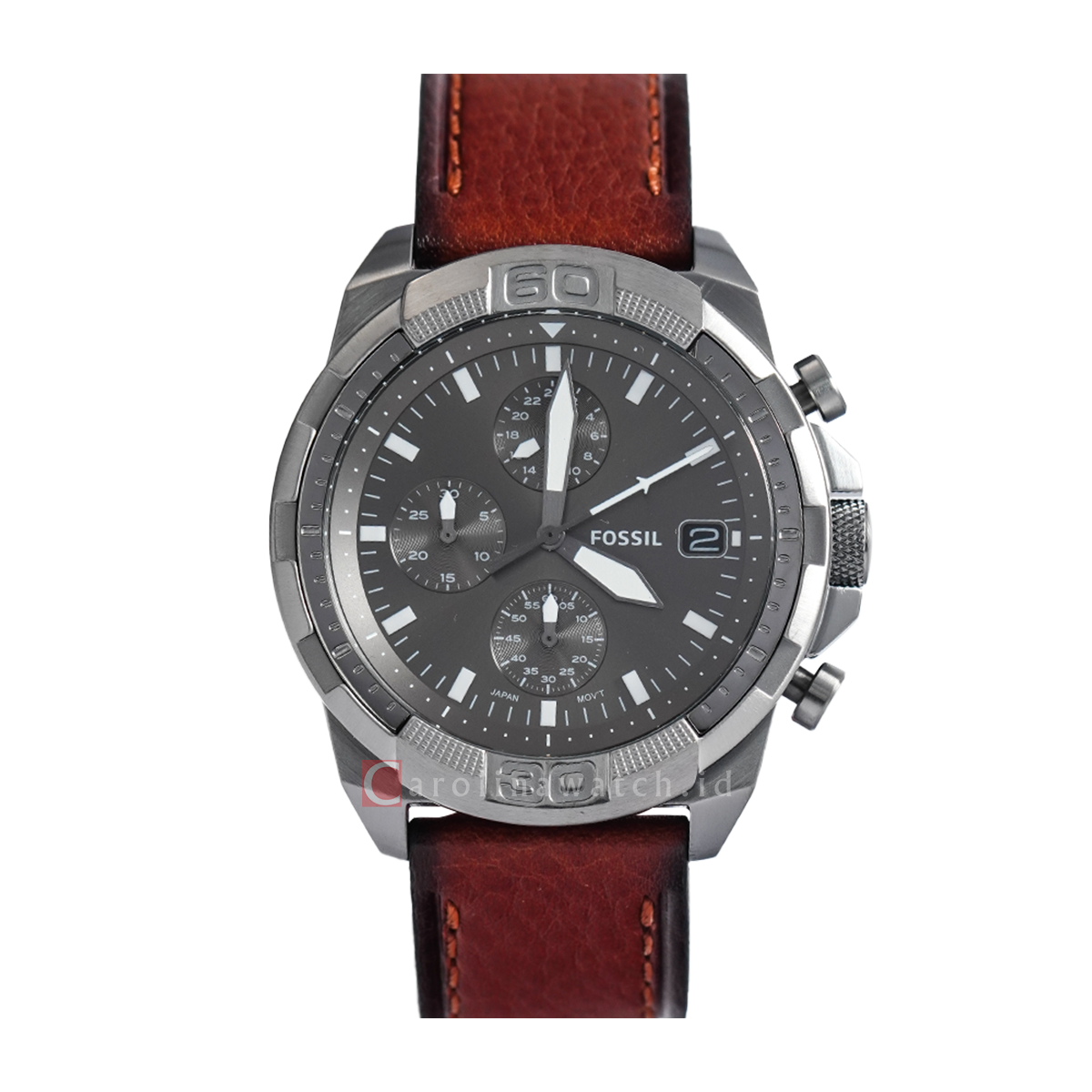  Shop Authentic Fossil Bronson Chronograph Grey Dial Brown Leather Strap Watch for Men - FS5855 - Luxxuri