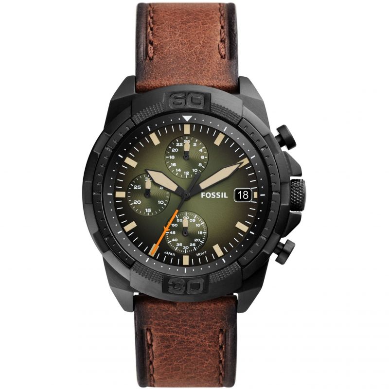  Shop Authentic Fossil Bronson Chronograph Black Dial Brown Leather Strap Watch for Men - FS5856 - Luxxuri