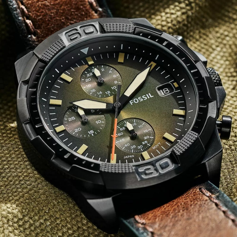  Shop Authentic Fossil Bronson Chronograph Black Dial Brown Leather Strap Watch for Men - FS5856 - Luxxuri