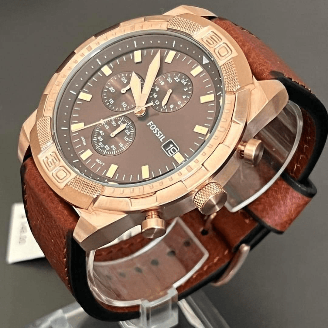  Shop Authentic Fossil Bronson Chronograph Brown Dial Brown Leather Strap Watch for Men - FS5857 - Luxxuri
