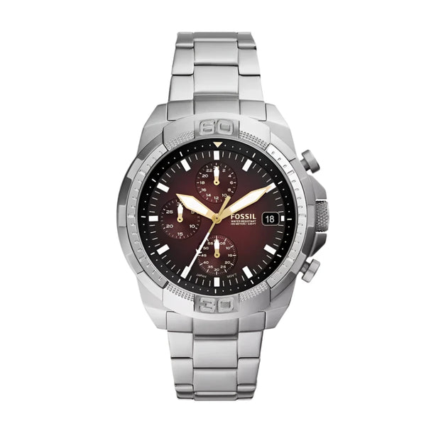 Shop Authentic Fossil Bronson Chronograph Red Dial Silver Steel Strap Watch for Men - FS5878 - Luxxuri