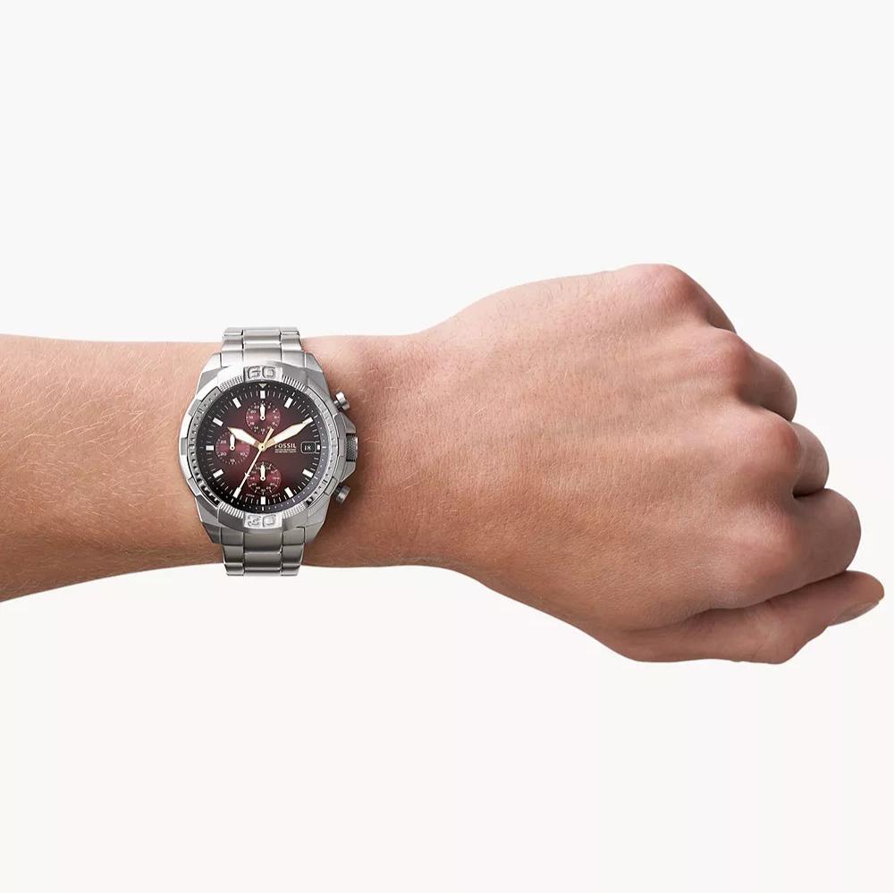  Shop Authentic Fossil Bronson Chronograph Red Dial Silver Steel Strap Watch for Men - FS5878 - Luxxuri