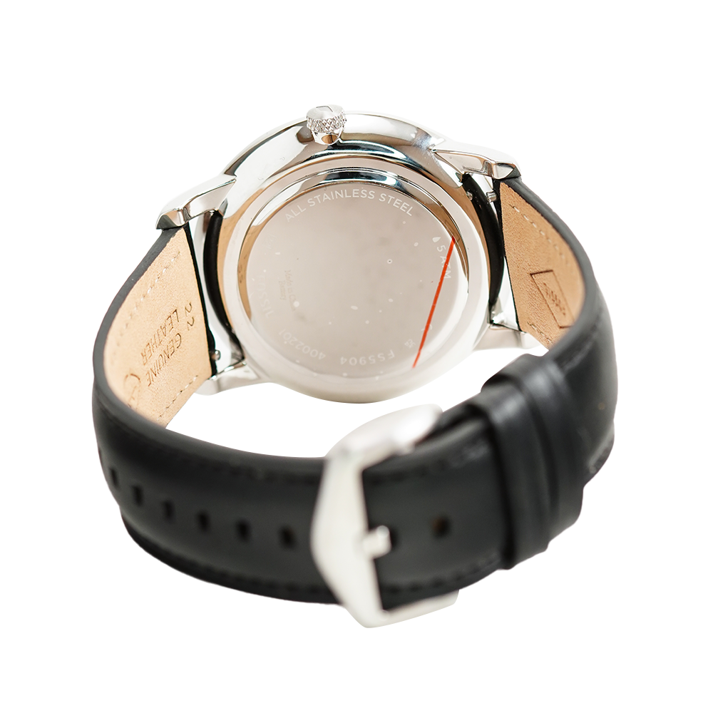  Shop Authentic Fossil Neutra Minimalist Moonphase Black Dial Black Leather Strap Watch for Men - FS5904 - Luxxuri