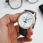  Shop Authentic Fossil Neutra Minimalist Moonphase Silver Dial Brown Leather Strap Watch for Men - FS5905 - Luxxuri