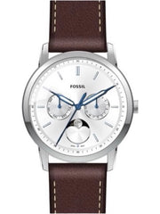  Shop Authentic Fossil Neutra Minimalist Moonphase Silver Dial Brown Leather Strap Watch for Men - FS5905 - Luxxuri
