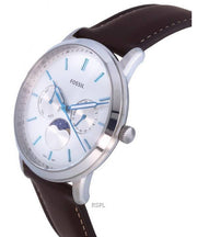  Shop Authentic Fossil Neutra Minimalist Moonphase Silver Dial Brown Leather Strap Watch for Men - FS5905 - Luxxuri