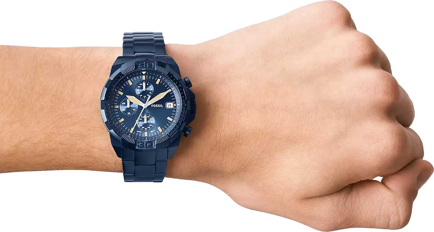  Shop Authentic Fossil Bronson Chronograph Blue Dial Blue Steel Strap Watch for Men - FS5916 - Luxxuri