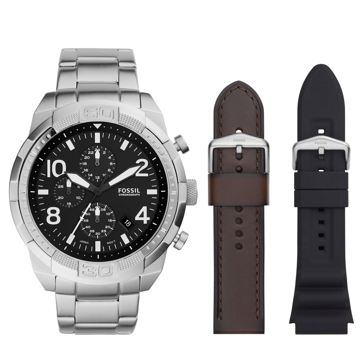  Shop Authentic Fossil Bronson Chronograph Black Dial Silver Steel Strap Watch for Men - FS5710 - Luxxuri
