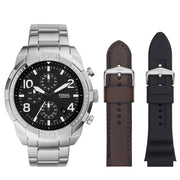  Shop Authentic Fossil Bronson Chronograph Black Dial Silver Steel Strap Watch for Men - FS5710 - Luxxuri