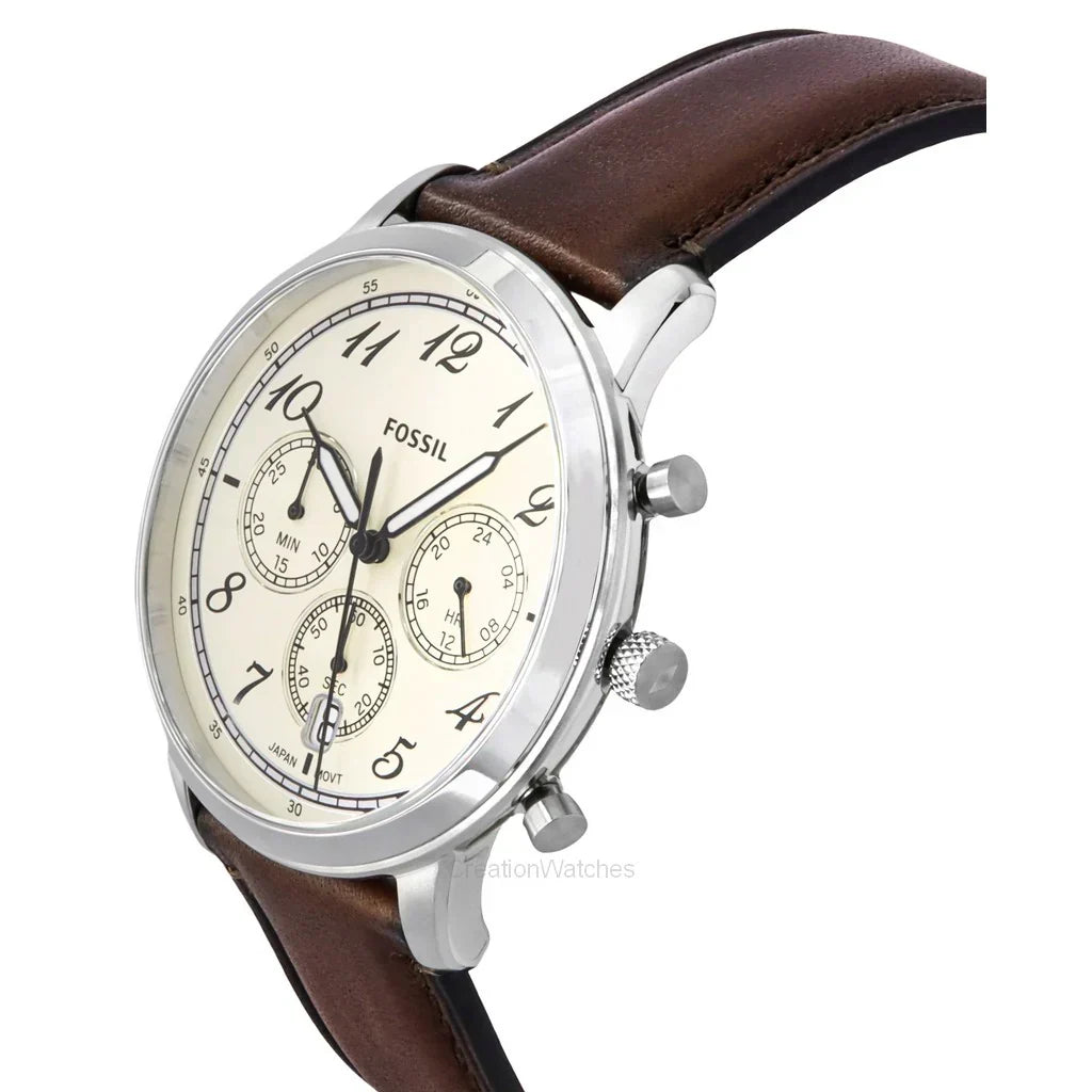 Shop Authentic Fossil Neutra Chronograph White Dial Brown Leather Strap Watch for Men - FS6022 - Luxxuri