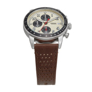  Shop Authentic Fossil Sport Tourer Chronograph White Dial Brown Leather Strap Watch for Men - FS6042 - Luxxuri