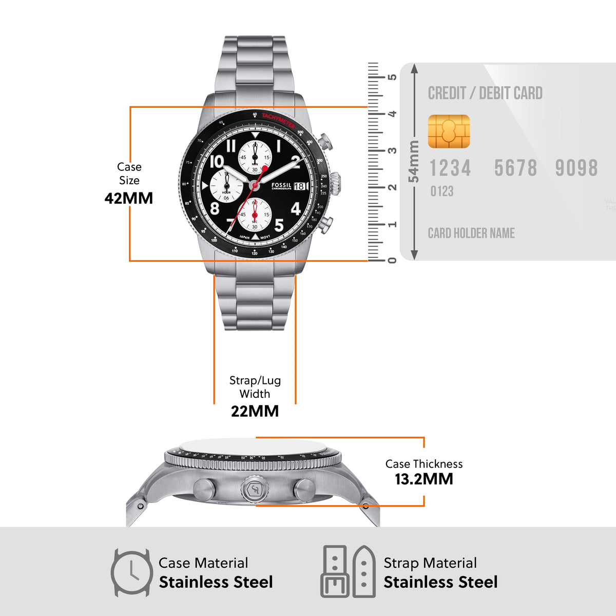  Shop Authentic Fossil Sport Tourer Chronograph Black Dial Silver Steel Strap Watch for Men - FS6045 - Luxxuri